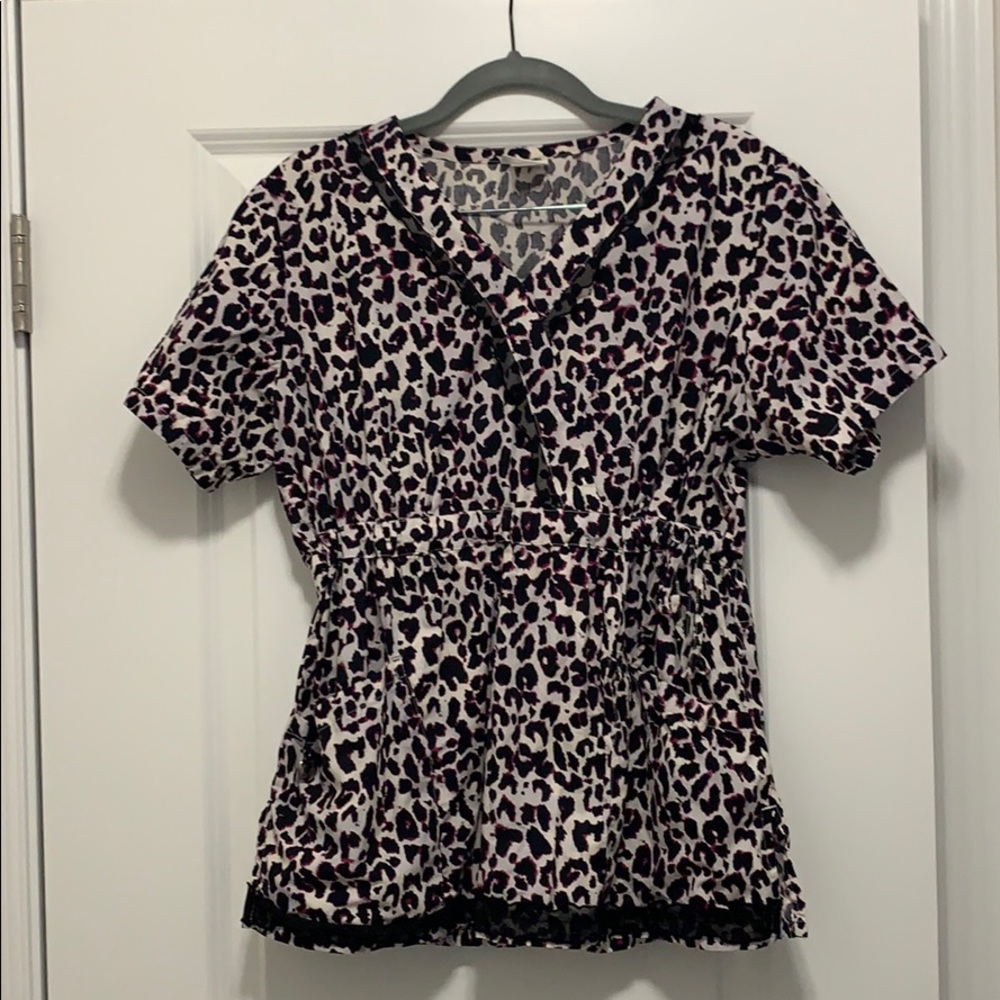 Leopard Print Scrub Top
